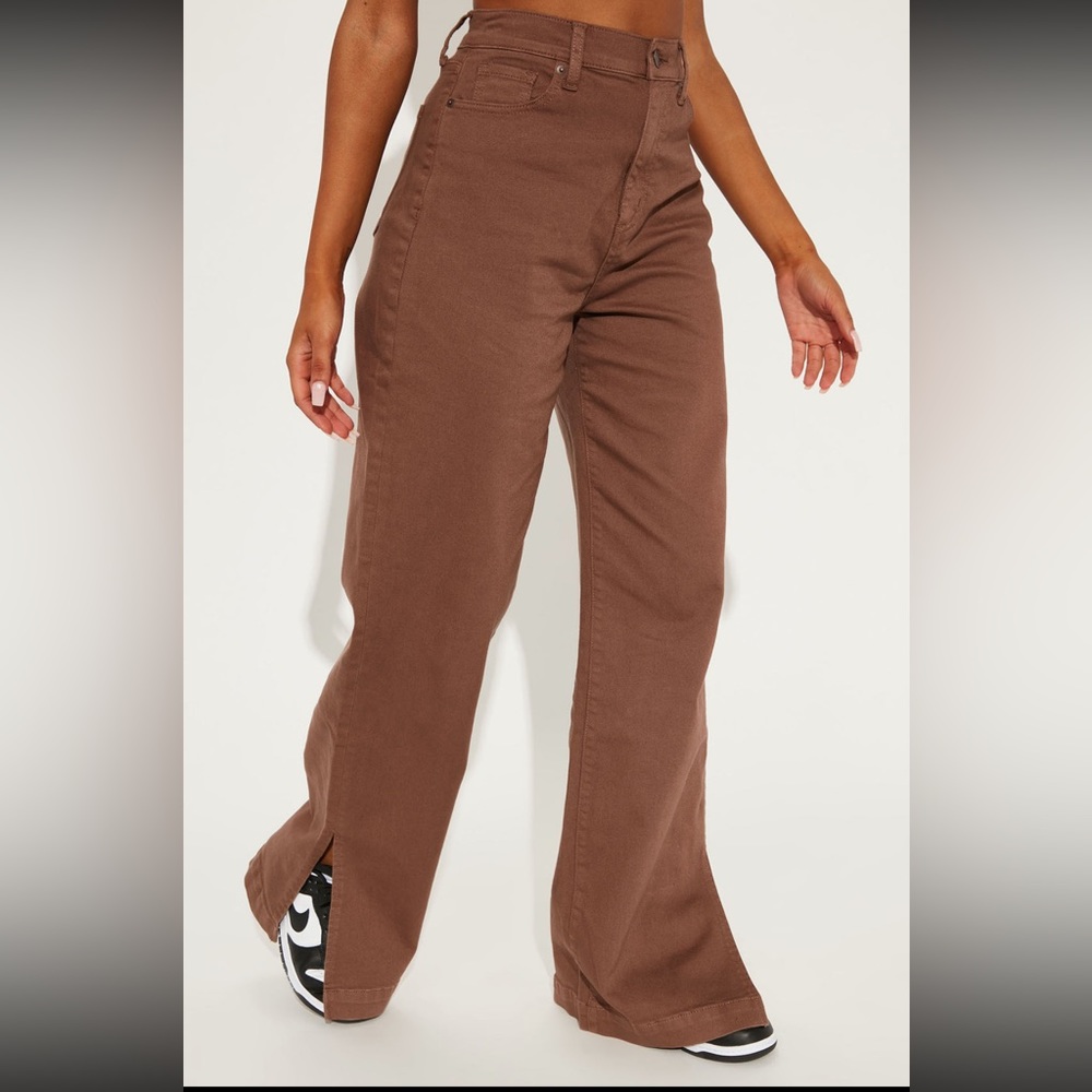 NWT brown jeans with side slit